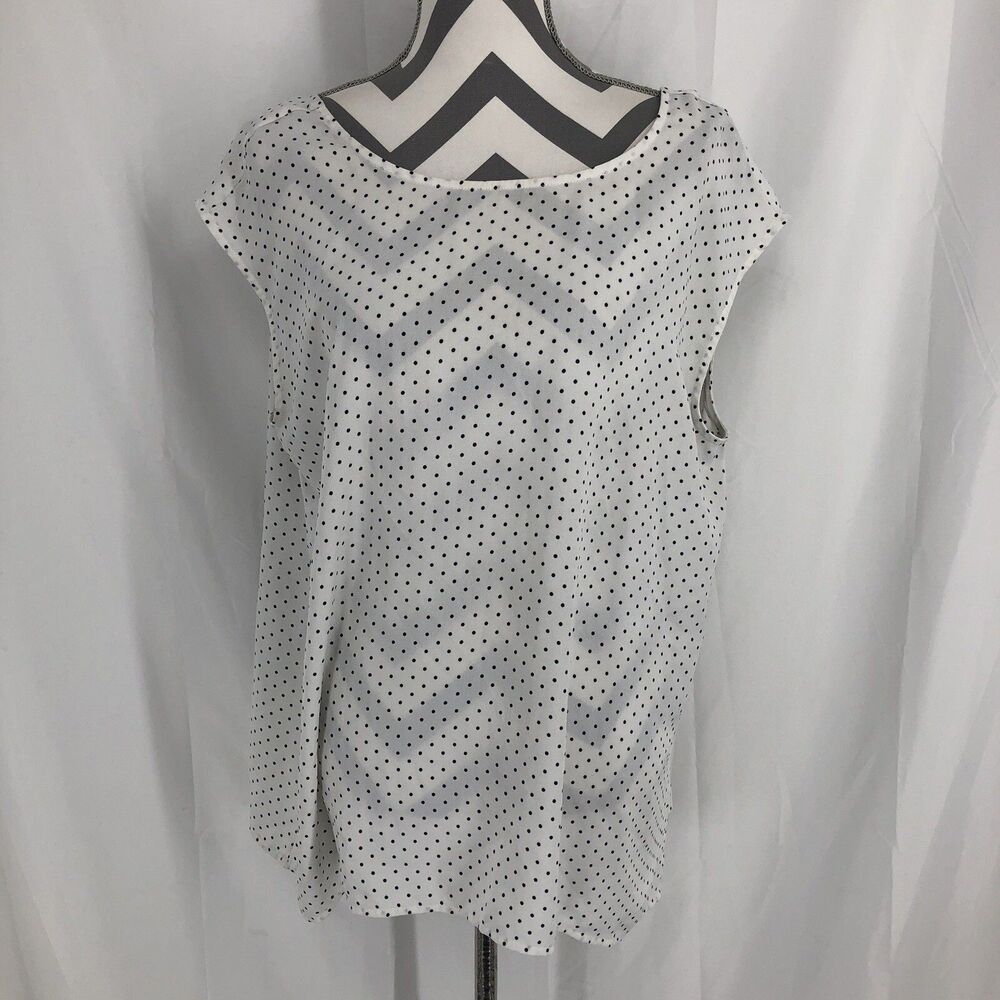 Halogen White Black Polka Dot Sleeveless Blouse Nordstrom Plus Loose Fit XL